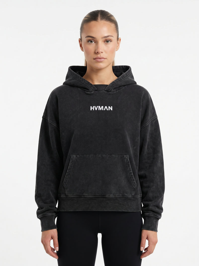Polerón Negro Boxy Fit